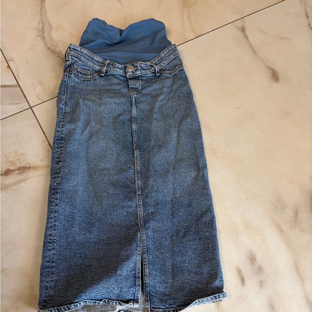 Classic maternity Blue Denim Skirt